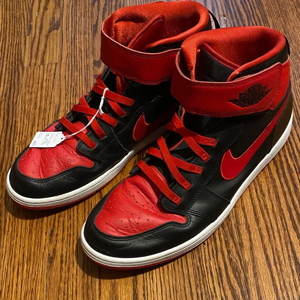 Nike Air Jordan Retro Black and Red High-Top Sneakers. Size 14